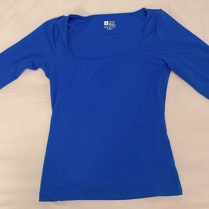 HYZ basic long sleeve square neck top small royal blue